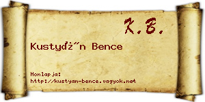 Kustyán Bence névjegykártya